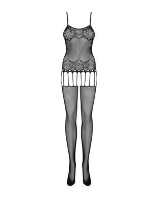 Бодистокинг Obsessive Bodystocking F235 S/M/L, тонкие подвязки, нежный декор, сеточка