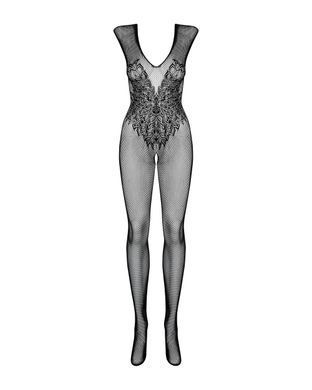 Комбінезон Obsessive з малюнком крил Bodystocking N112, чорний S\M