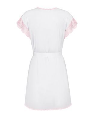 Пеньюар білий з рожевим мереживом Obsessive Girlly, S/M