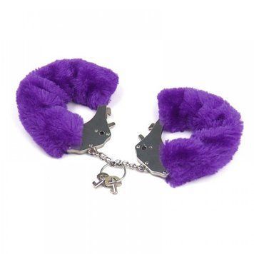 Наручники металеві Roomfun з товстим фіолетовим хутром FURRY CuffS