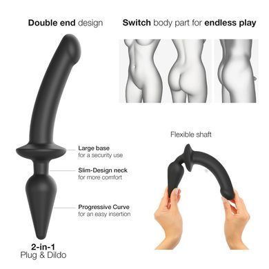 Анальна пробка з дилдо Strap-On-Me SWITCH PLUG-IN SEMI-REALISTIC DILDO BLACK - S
