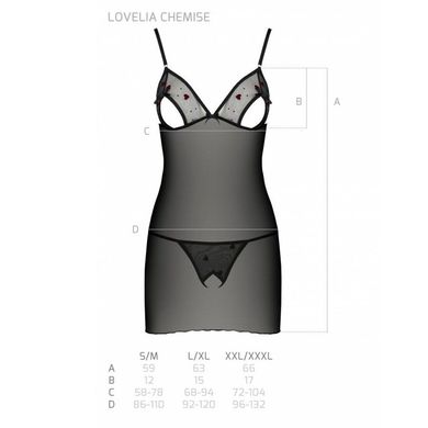 Сорочка з вирізами на грудях + стрінги LOVELIA CHEMISE black S/M - Passion