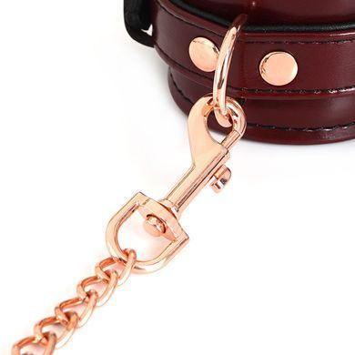 Кожаные наручники Liebe Seele Wine Red Wrist Cuffs, съемная цепочка-крепеж