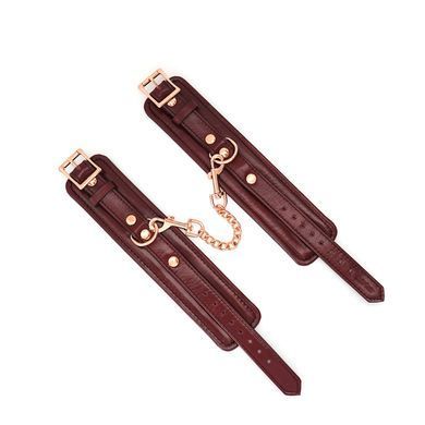 Кожаные наручники Liebe Seele Wine Red Wrist Cuffs, съемная цепочка-крепеж