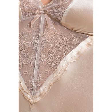 (SALE) Сорочка приталена з чашечками LOTUS CHEMISE cream XXL/XXXL - Passion Exclusive, трусики, Бежевий