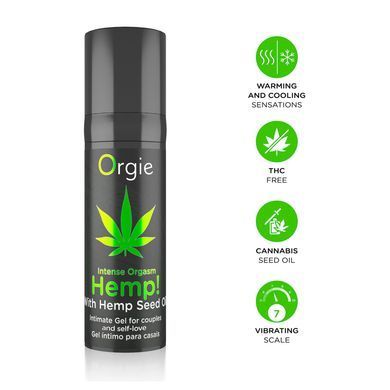 Збуджувальний гель для пар Orgie Hemp! Intense Orgasm, 15 мл, тепло-холод, ефект сильної вібрації