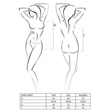 Боди с очень глубоким декольте DARYL BODY black L/XL - Passion, Черный