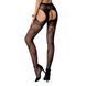 Эротические колготки-бодистокинг Passion S022 black, имитация цветочных чулочков и пояса для чулок, Черный