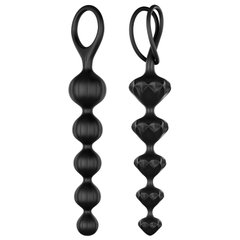 Набір анальних намистин Satisfyer Beads Black, силікон, макс. діаметр 3,3 см та 3,5 см, Черный