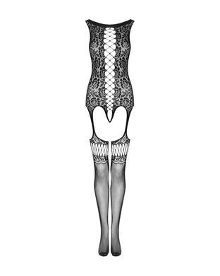 Бодистокинг Obsessive Bodystocking F236 S/Ml/L, глубокое декольте, имитация шнуровки