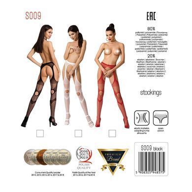 Еротичні колготки-бодістокінг Passion S009 red, імітація панчіх та пояса, Червоний