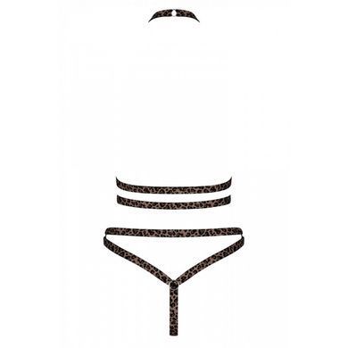 Комплект з відритою чашкою з ремінців з леопардовим принтом Tigrita 2-pcs set brown S/M/L