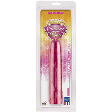 Фаллоимитатор Doc Johnson Radiant Gems 8 Inch Fuchsia, диаметр 4,3см, антибактериальный ПВХ, Вишневый