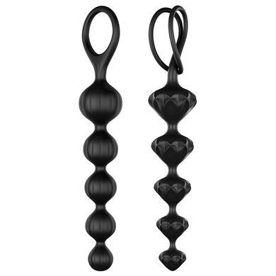 Набір анальних намистин Satisfyer Beads Black, силікон, макс. діаметр 3,3 см та 3,5 см, Черный