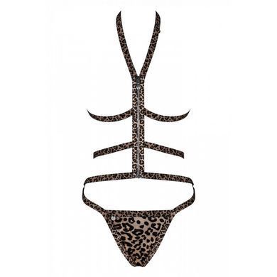 Комплект з відритою чашкою з ремінців з леопардовим принтом Tigrita 2-pcs set brown S/M/L