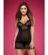 Комплект мереживний Obsessive Alluria пеньюар та трусики, чорний, L/XL