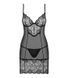 Комплект мереживний Obsessive Alluria пеньюар та трусики, чорний, L/XL