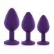 Набір силіконових анальних пробок із кристалом Rianne S: Booty Plug Set Purple, діаметр 2,7см, 3,5см