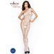 Бодістокінг Passion BS036 white, комбінезон, лямки через одне плече, Білий