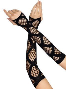 Leg Avenue Faux wrap net arm warmers Black