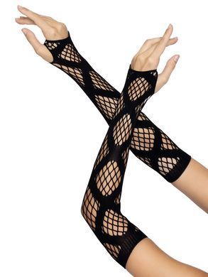 Leg Avenue Faux wrap net arm warmers Black