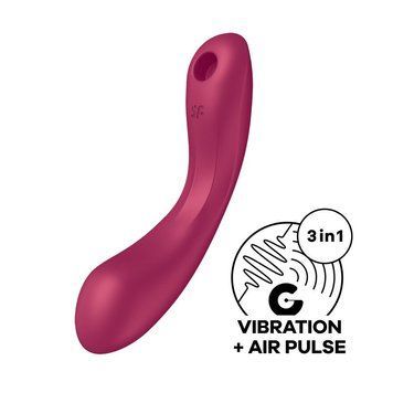 Вакуумний стимулятор із вібрацією Satisfyer Curvy Trinity 1 Red, іграшка 3 в 1
