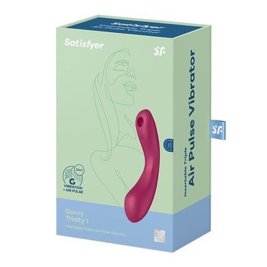 Вакуумний стимулятор із вібрацією Satisfyer Curvy Trinity 1 Red, іграшка 3 в 1