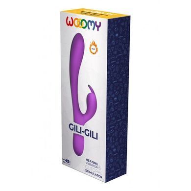 Вибратор-кролик Wooomy Gili-Gili Vibrator with Heat Purple, отросток с ушками, подогрев до 40&deg;С, Фиолетовый