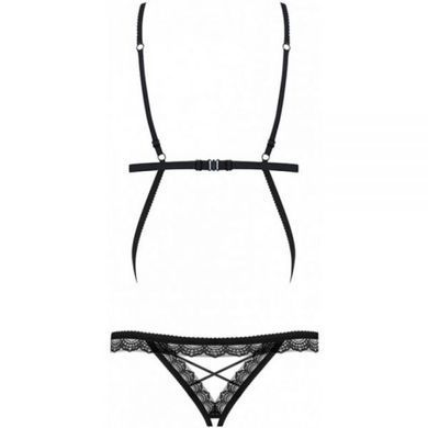 Боді з тонкими стрепами та мереживними вставками Obsessive&nbsp;865-TED-1 чорний, L/XL