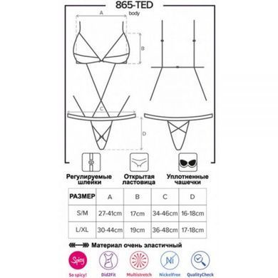 Боді з тонкими стрепами та мереживними вставками Obsessive&nbsp;865-TED-1 чорний, L/XL
