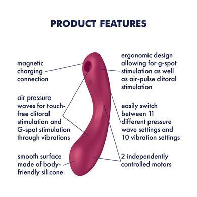 Вакуумний стимулятор із вібрацією Satisfyer Curvy Trinity 1 Red, іграшка 3 в 1