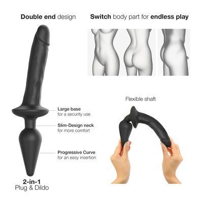 Анальна пробка з дилдо Strap-On-Me SWITCH PLUG-IN REALISTIC DILDO BLACK - L