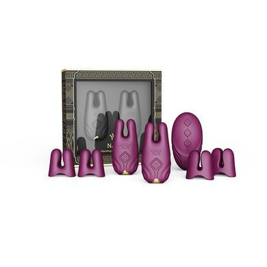 Смарт-вібратор для грудей Zalo - Nave Velvet Purple, пульт ДК, робота через додаток