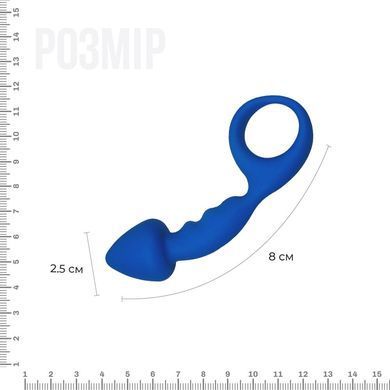 Анальна пробка Adrien Lastic Budy Blue із стимулюючою ніжкою, макс. діаметр 2,5 см, Синий