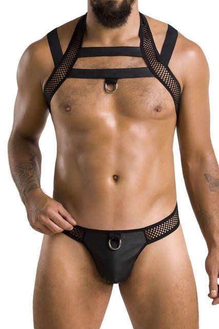 Комплект мужского белья с креплениями Passion Jacob XXL/XXXL, черный, трусы, шлейка