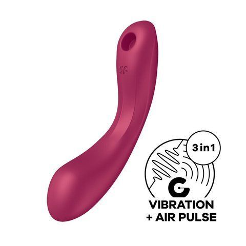 Вакуумний стимулятор із вібрацією Satisfyer Curvy Trinity 1 Red, іграшка 3 в 1