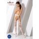 Еротичні колготки-бодістокінг Passion S009 white, імітація панчіх та пояса, Білий