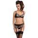 (SALE) Комплект белья MONTANA SET black L/XL - Passion Exclusive: лиф, стринги и пояс для чулок, Черный
