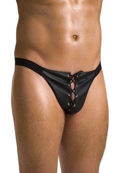 Чоловічі сліпи на шнурівці Passion Slip Ben L/XL, чорні, екошкіра, люверси