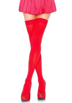 Leg Avenue Opaque Nylon Thigh Highs OS Red