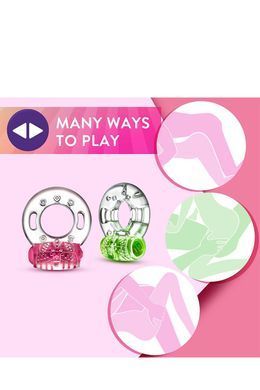 Ерекційне віброкільце Blush Play With Me з рельєфним метеликом для клітора, прозоро-зелене