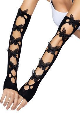 Leg Avenue Butterfly applique arm warmers Black