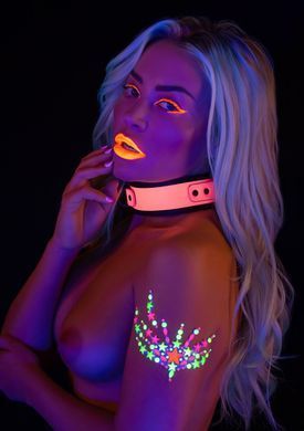 Нашийник з повідцем, що світиться в темряві Taboom Glow In the Dark Collar and Chain Leash, рожевий