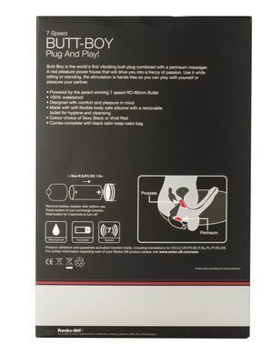 Вібропробка Rocks Off Butt-Boy Black зі стимуляцією промежини, Черный