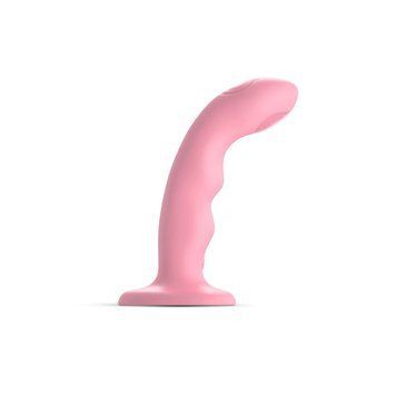 Насадка страпона с двойной точечной пульсацией Strap-On-Me TAPPING DILDO WAVE &ndash; CORAL PINK, М