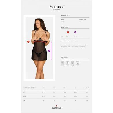 Комплект Obsessive Pearlove сорочка и стринги S/M