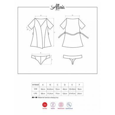 Халат Obsessive Alluria пеньюар та стрінги S/M