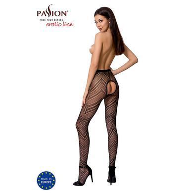 Эротические колготки-бодистокинг Passion S010 black, с доступом, геометрический рисунок, Черный