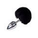 Металева анальна пробка Кролячий хвостик Alive Fluffly Plug L Black