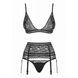 Комплект з поясом Obsessive ailay 3 pcs set with garter belt black L / X